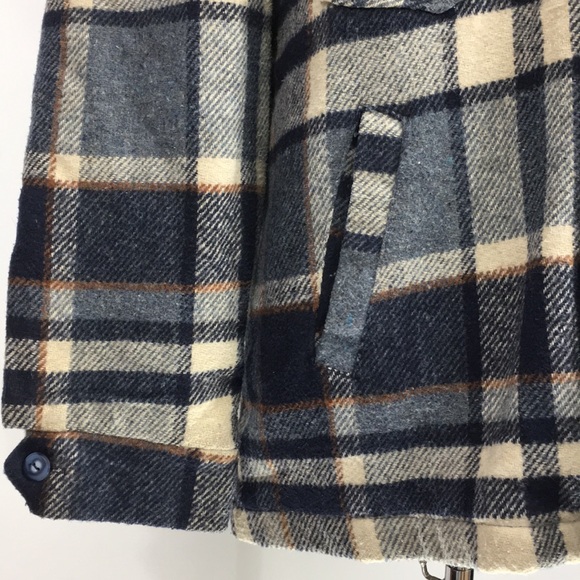 Vintage Outerwear From Sears Blue Plaid Heavy Coat - Picture 6 of 13